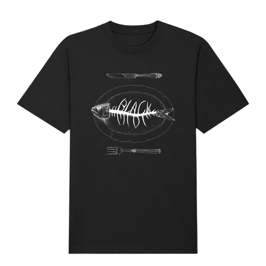 Black Midi Fish Bones Black T-Shirt